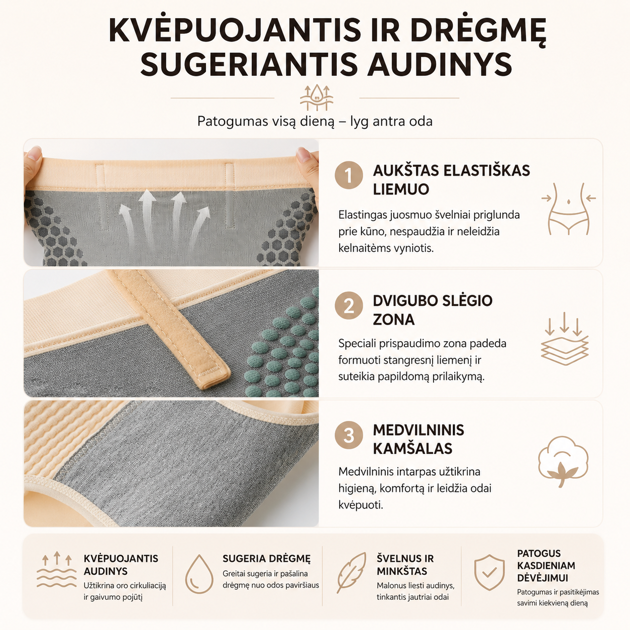 Šildančios formuojančios kelnaitės su aukštu liemeniu