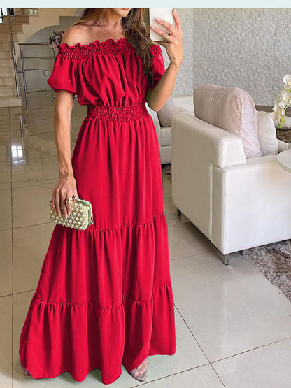 Vienspalvė vasarinė "Boho" stiliaus suknelė