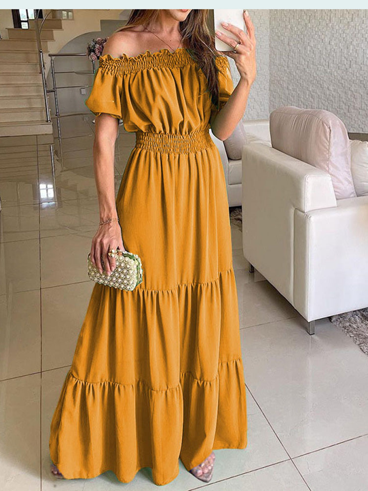 Vienspalvė vasarinė "Boho" stiliaus suknelė