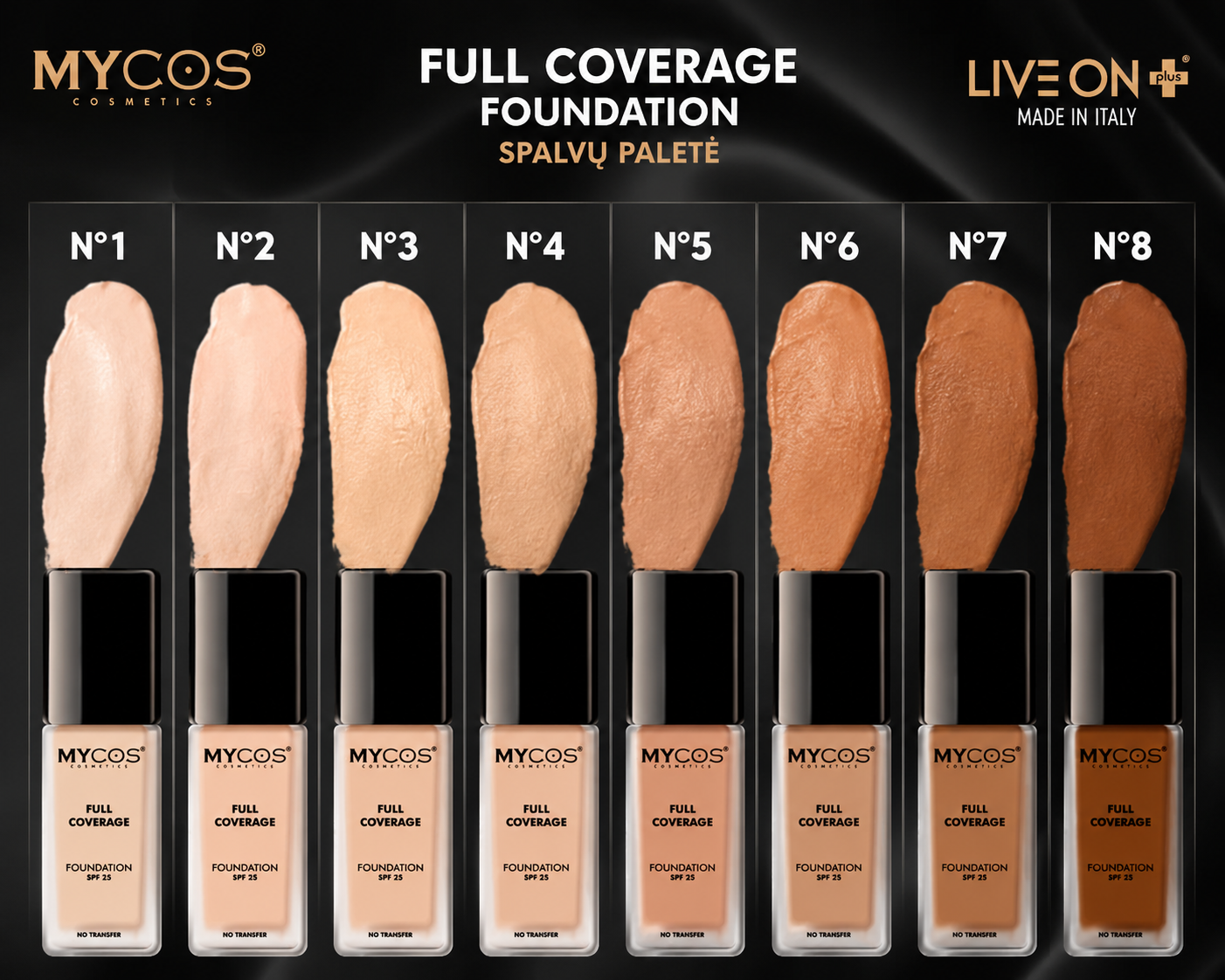 MYCOS Cosmetics Ilgai išliekantis makiažo pagrindas  su SPF25